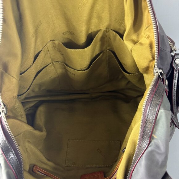 MZ Wallace Kate Gray Nylon Brown Leather Trim Shoulder Bag - Picture 12 of 14